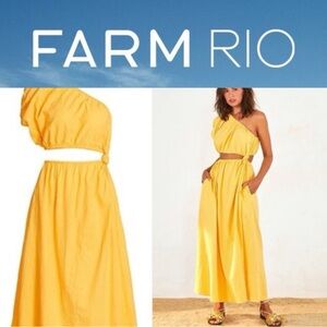Farm Rio Yellow One-Shoulder Maxi Dress